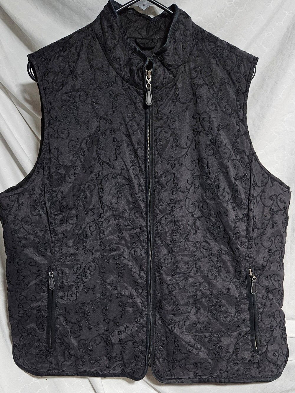 EDDIE BAUER Premium Goose Down 43"C×25"L Black Embroidered Vest 2xl Womens (Rrh)